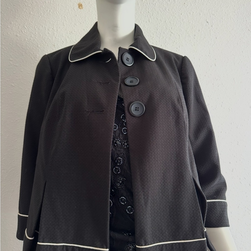 Sunny Leigh Black Blazer with White Piping